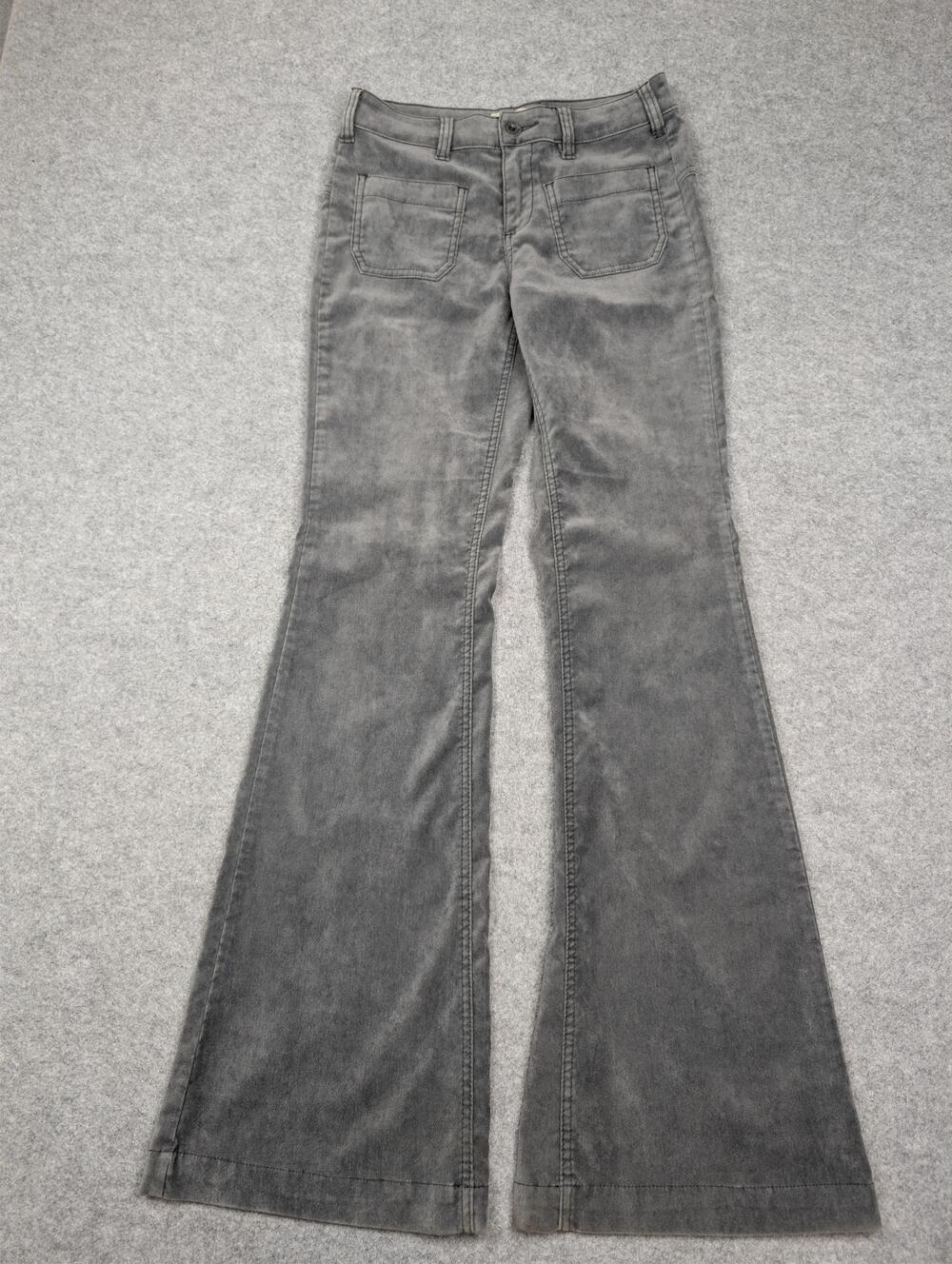 Free People Pants Womens 25 Gray Corduroy Slim Flare Chino Casual Fall Pockets